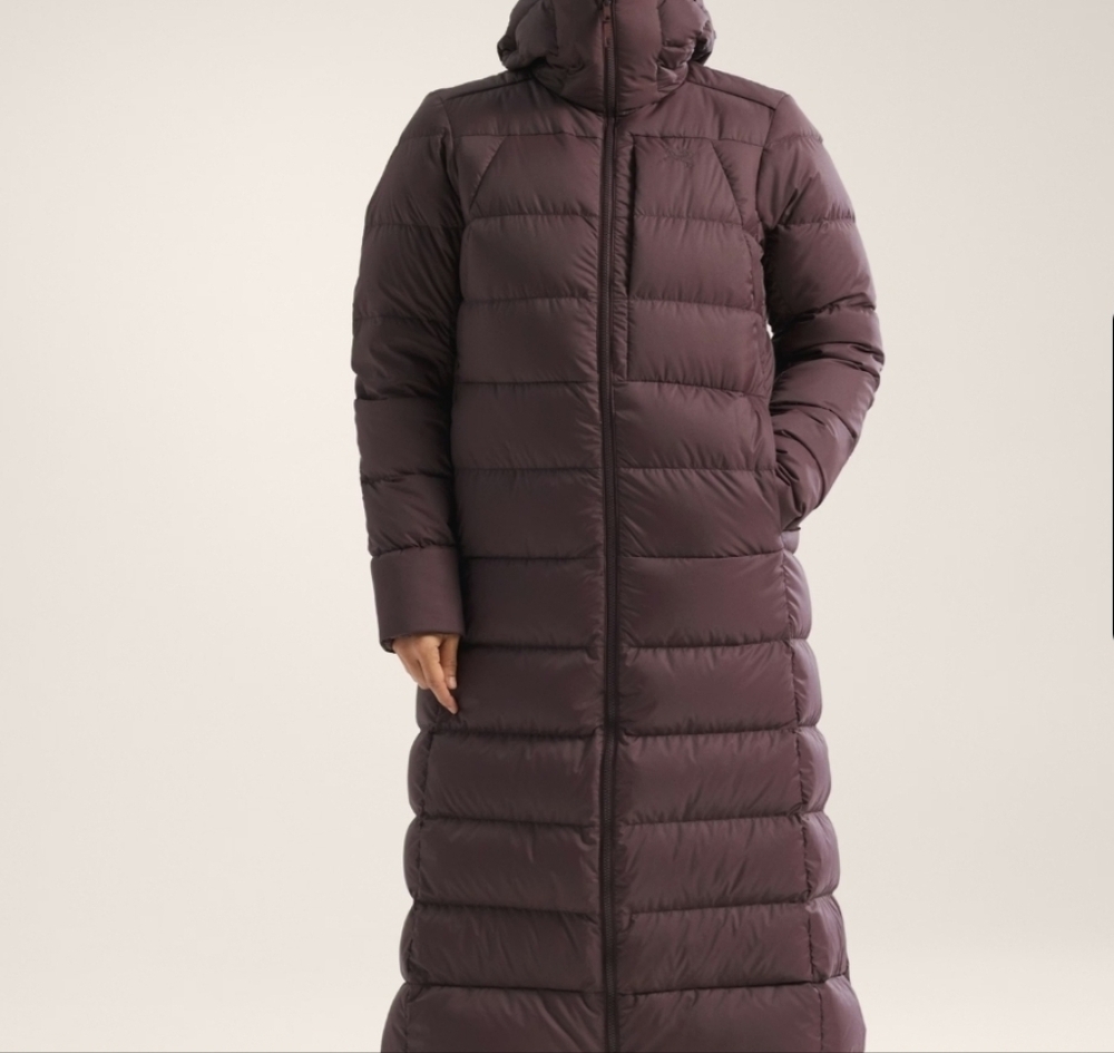 NWT Arc'teryx Women's X-Long Down Puffer Parka Jacket Deep Brown-ish Plum Large